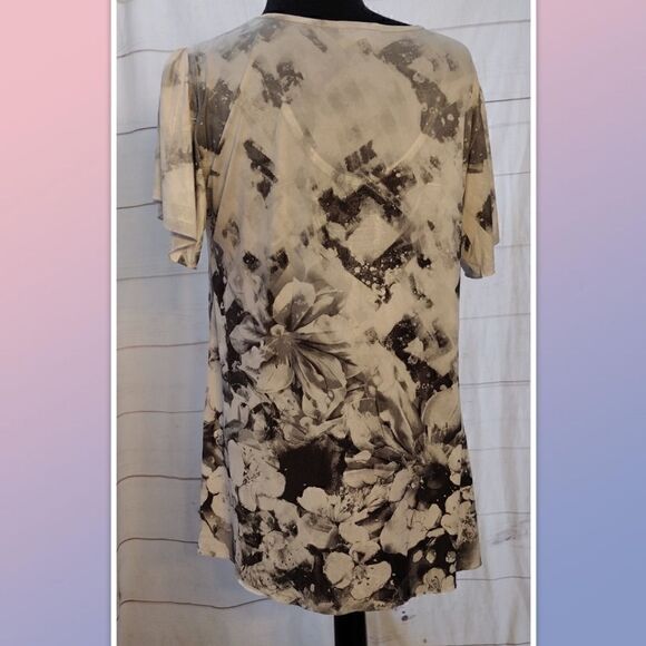 One World Flowy Top With Silver And Gold Sequins Size L - Picture 3 of 4